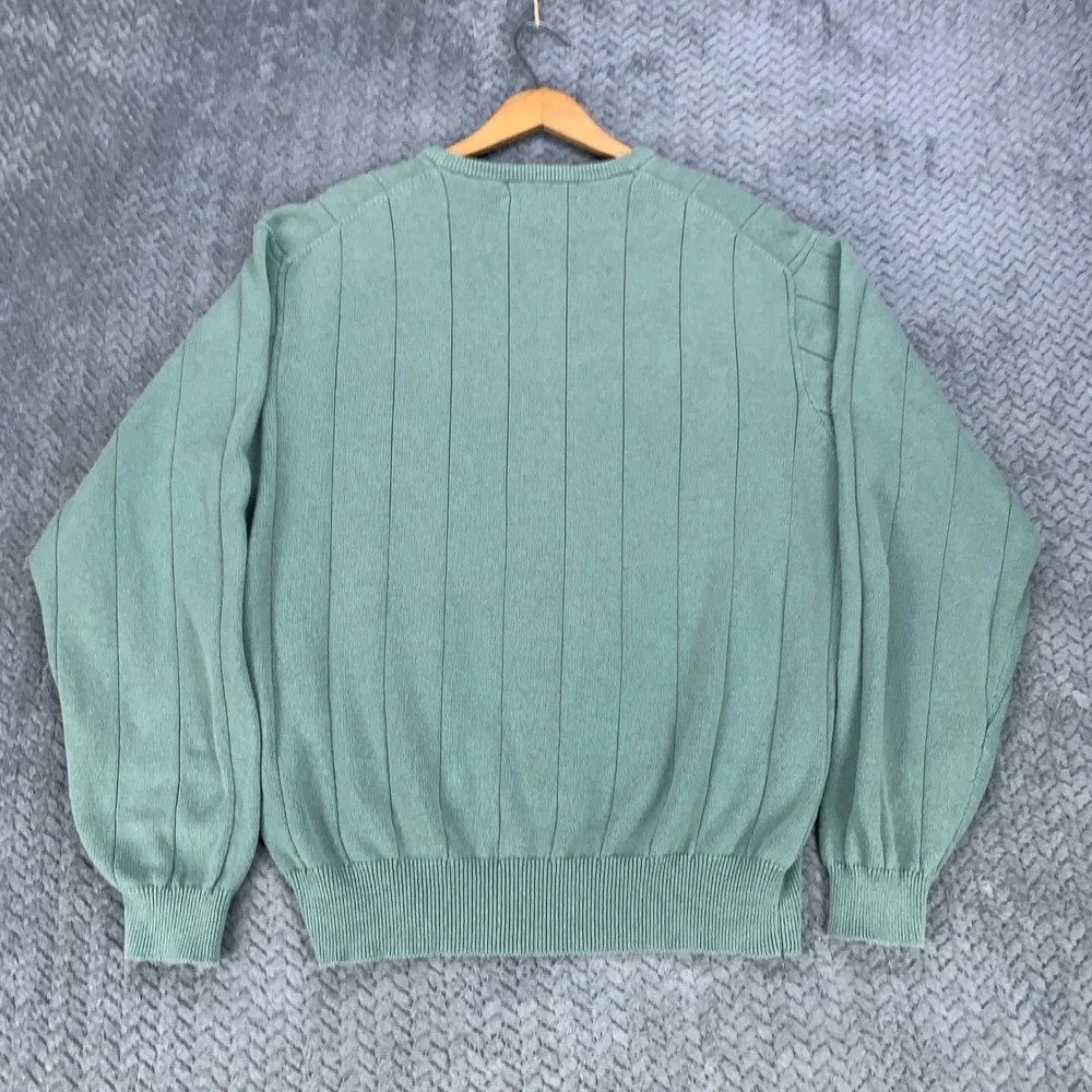 Polo Ralph Lauren Sweater Mens Large Sage Green Ribbed Crewneck Vintage
